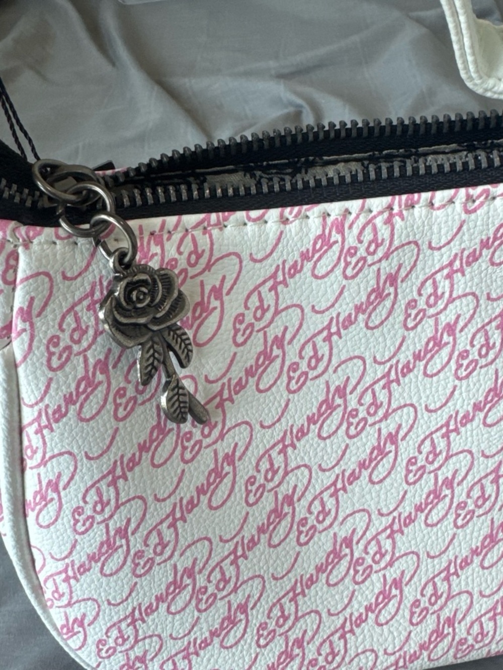 Ed Hardy Pink Flaming Skull Mini Shoulder Bag - Picture 3 of 4
